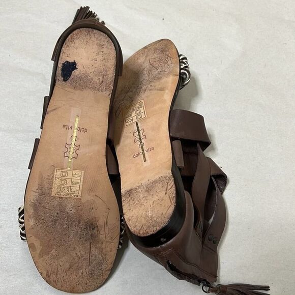 DOLCE VITA LEATHER TASSEL BRAIDED SANDALS SIZE 10 - Picture 3 of 8